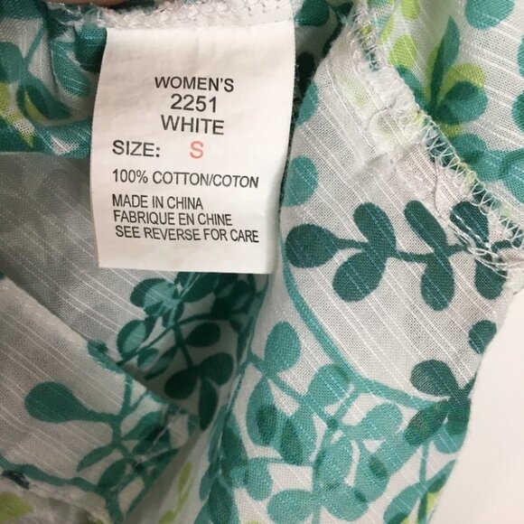 Woolrich blouse roll up sleeves green leaves - Picture 8 of 8